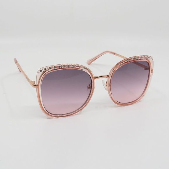Guess New GF0381/S 72T Pink/Bordeaux Gradient Metal Sunglasses.